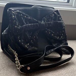 RARE Betsey Johnson Elegant Black Sequin Bow Bag